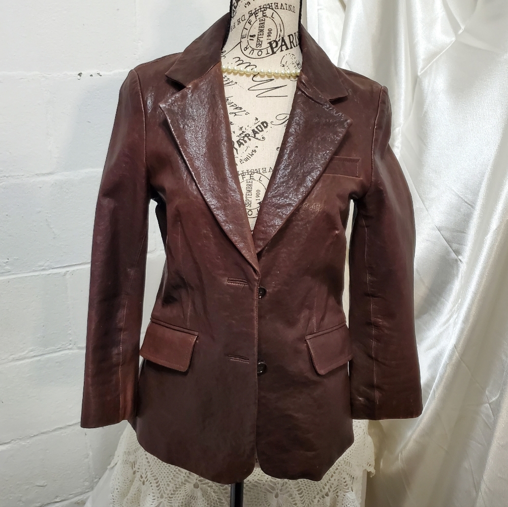 COPY - Elizabeth and James Women’s Sz 6 Genuine Brown Leather Jacket With Pocke…